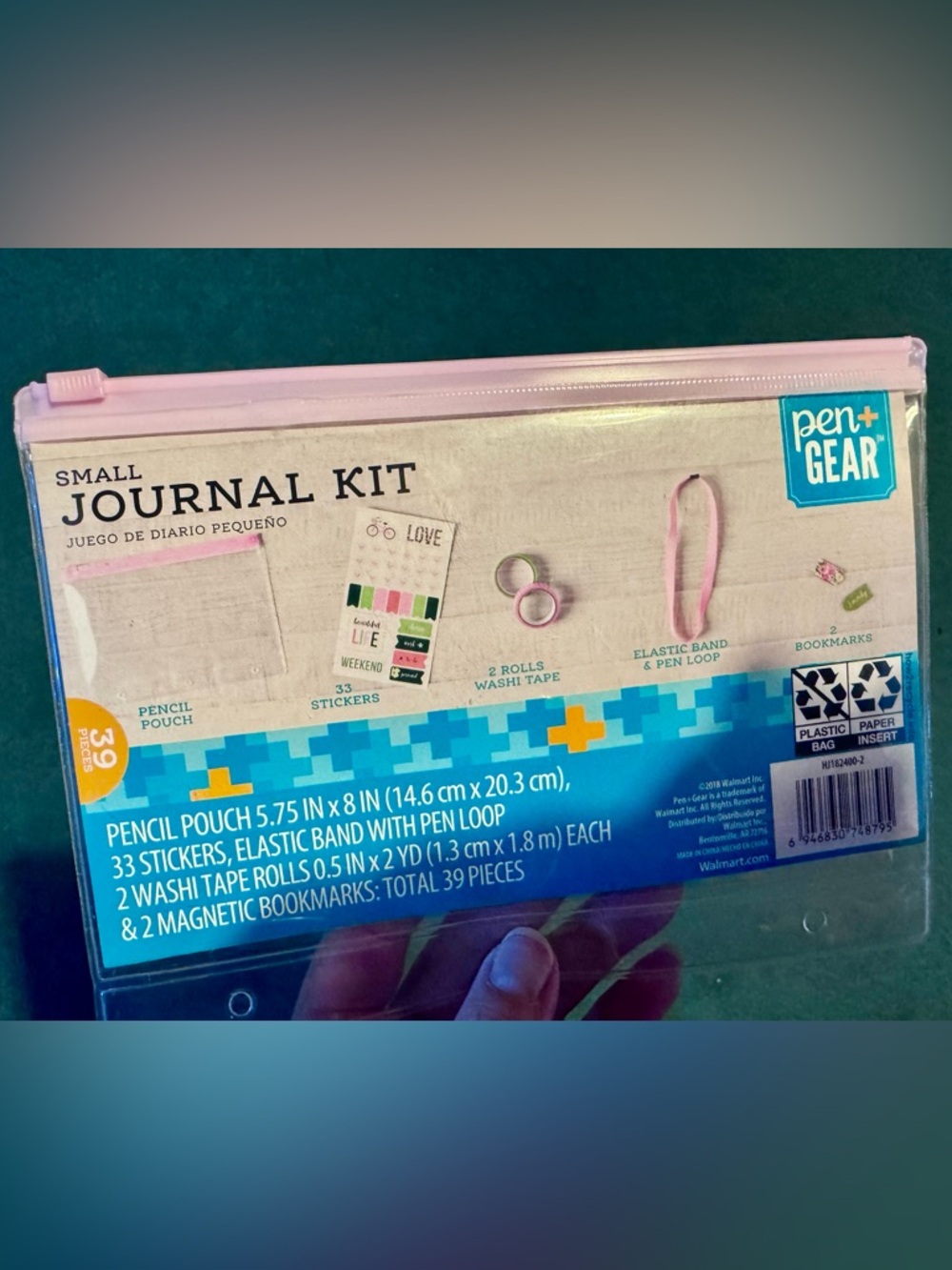 Journaling Kit w/stickers, washi tape/Pencil pouch & Pencil holder/Journal & Pen